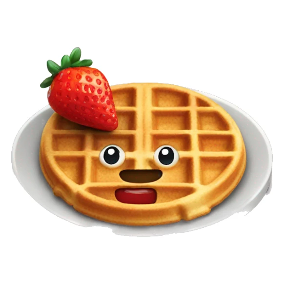 waffle with a strawberry sticker