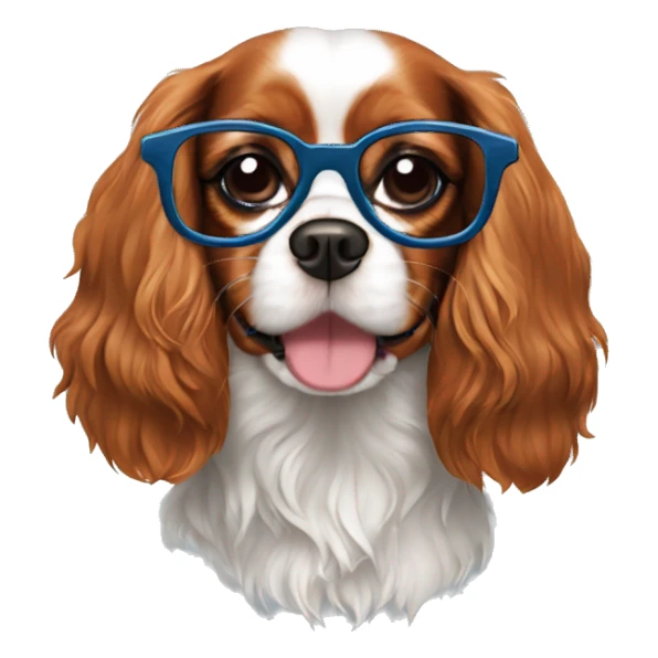 Cavalier King charles spaniel dog with glasses sticker