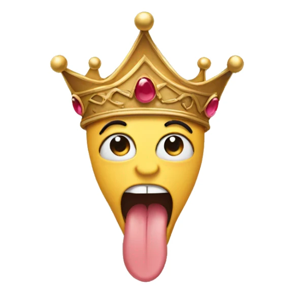 Tongue out wearing a crown sticker