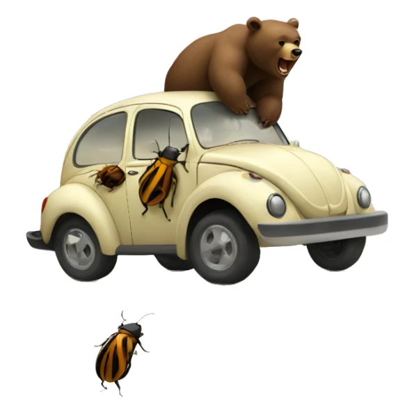 Bear hitting a beetle  sticker