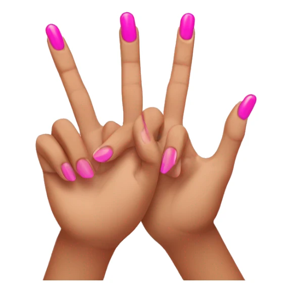 number 2 hand sign with pink nails sticker