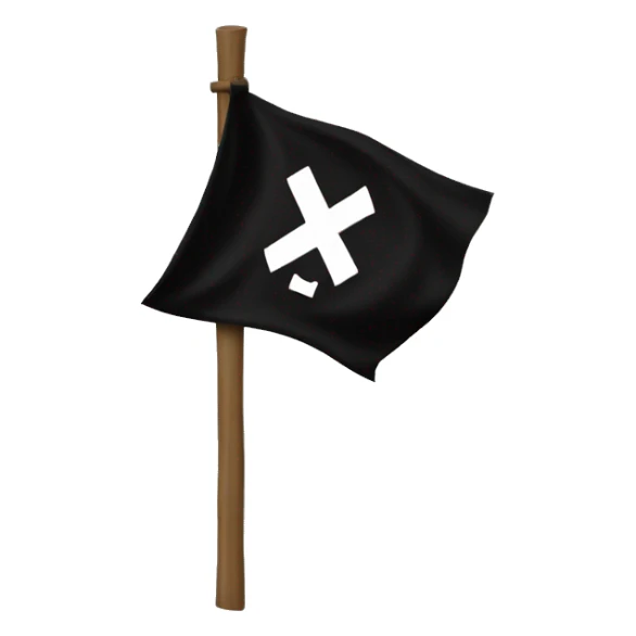 Danger sign on a black flag  sticker