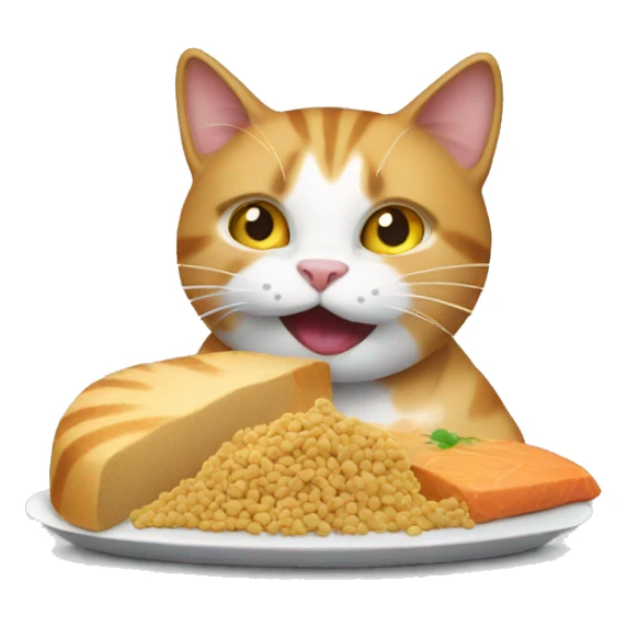 Cat eating food sticker