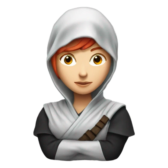 female caucasian red haired ninja with face covered sticker