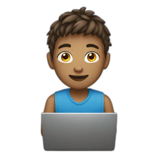 teen boy with laptop sticker