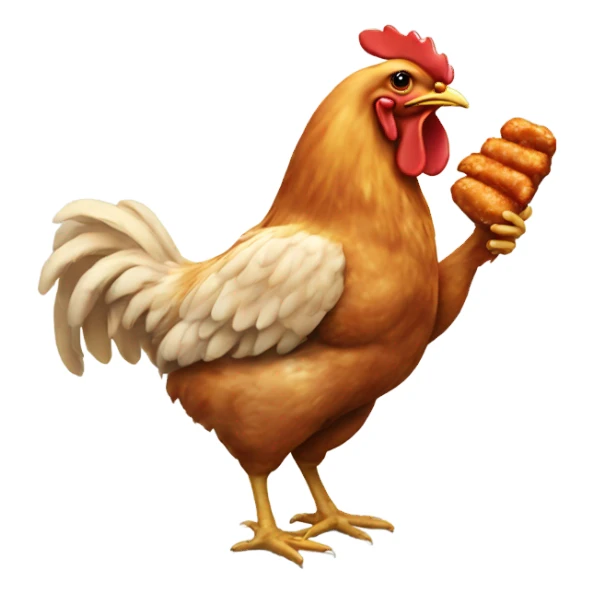 A chicken eating a chicken wing sticker