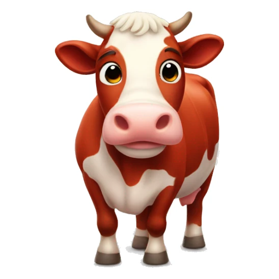 A red cute cow sticker