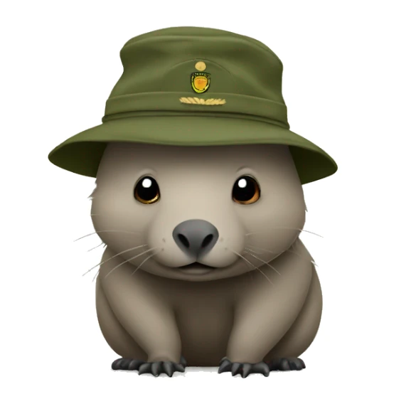 Wombat with army slouch hat sticker