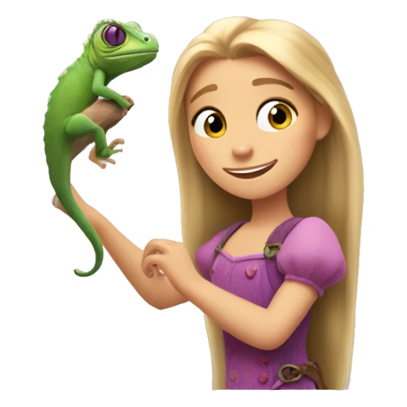 Rapunzel and her cute pet chameleon  sticker