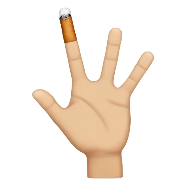 fingers holding a cigarette between pointer finger and thumb sticker