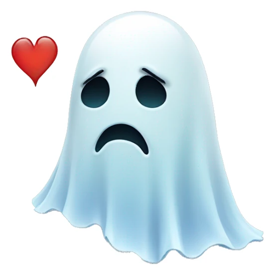 sad ghost with broken heart sticker