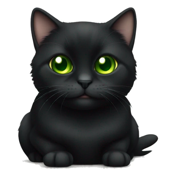 Black munchkin cat sitting with green eyes sticker