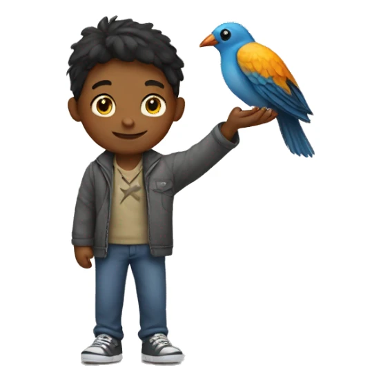 boy with bird in hand sticker