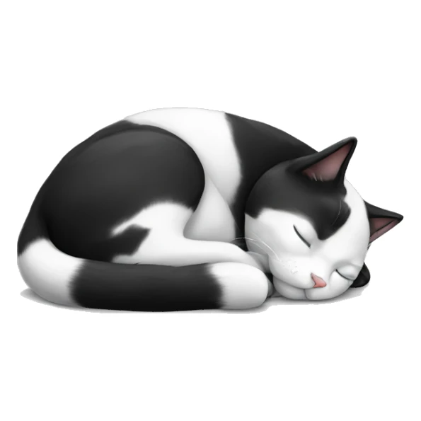 Black and white cat sleeping sticker