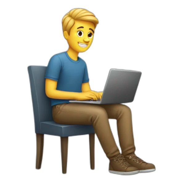 guy with laptop and sitting sticker