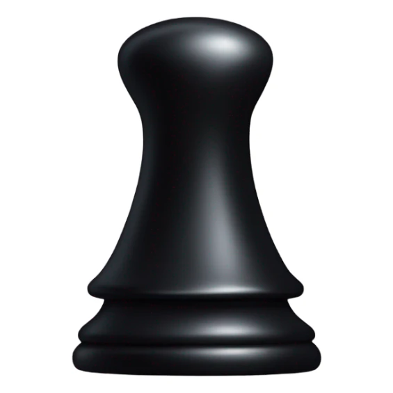 a black chess pawn (piece), just the face, with a wizard hat sticker