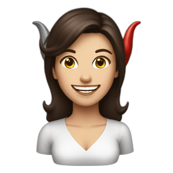 Devil brunette women smile sticker