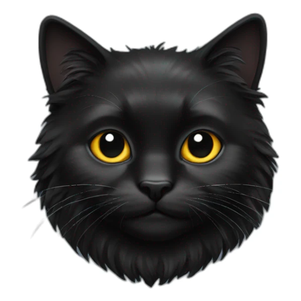 Black cat with full fur sticker