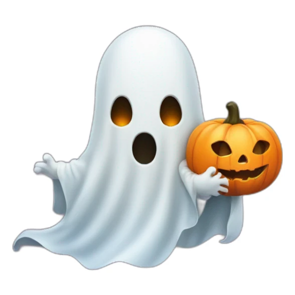 halloween ghost with a pumpkin sticker