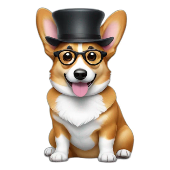 corgi dog with glasses and in hat sticker