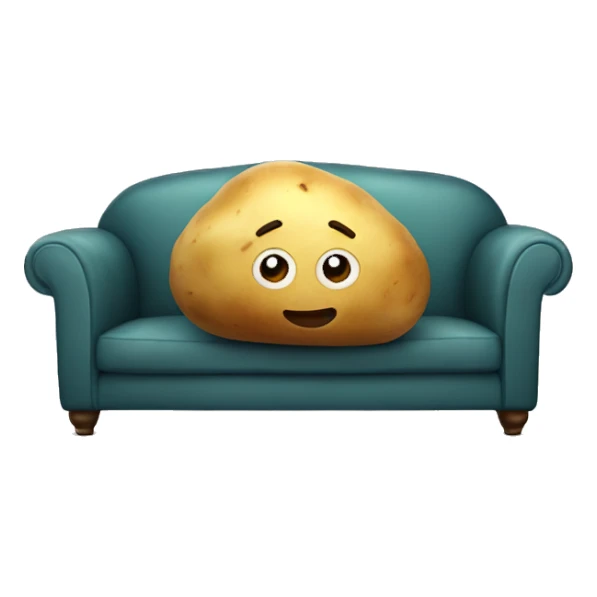 potato laying on a sofa sticker