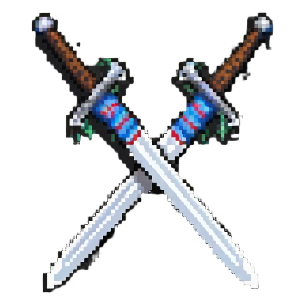 two crossed swords with the letter M sticker