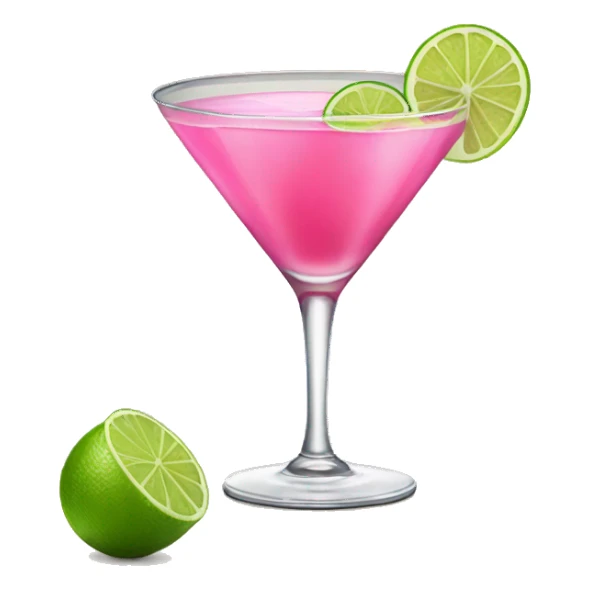 Cosmopolitan drink with a small lime decorating it sticker