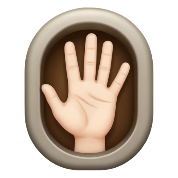 Fingers inside a hole sticker