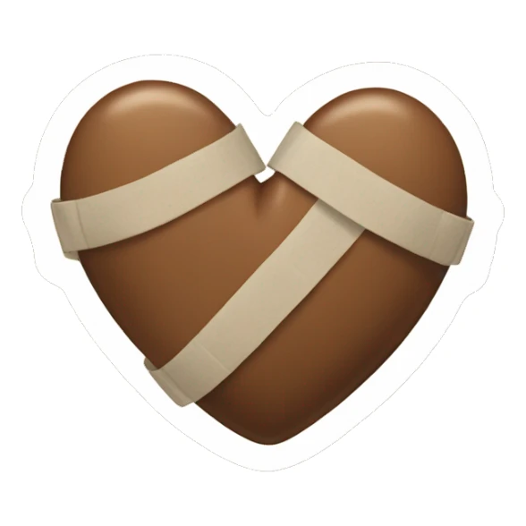 brown heart with bandages sticker