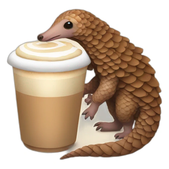 Pangolin with latte sticker