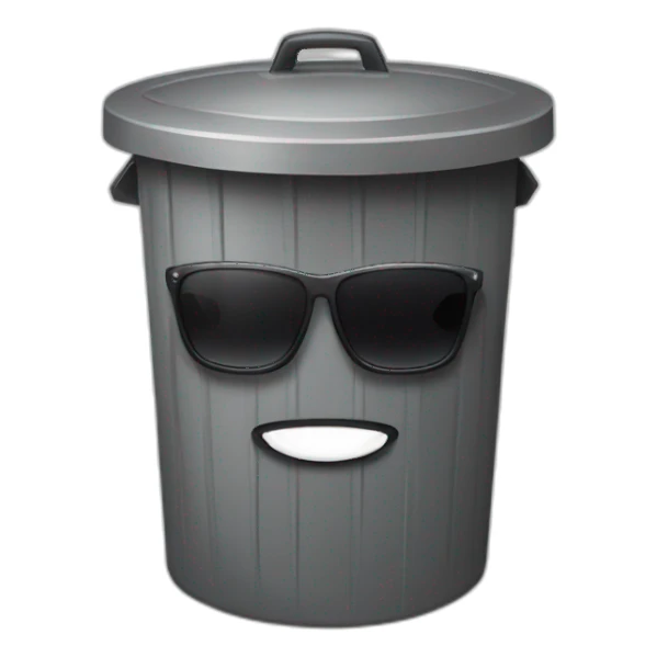 trash can with sunglasses sticker