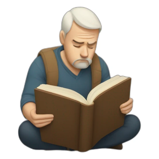 white men sad reading book sticker