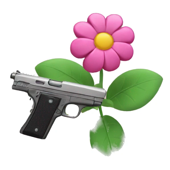 Gun shooting flower sticker