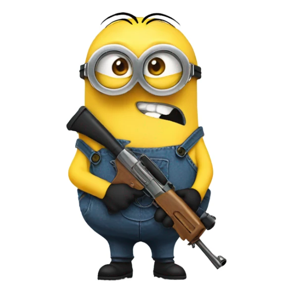 Minion with sunglasses and a gun sticker