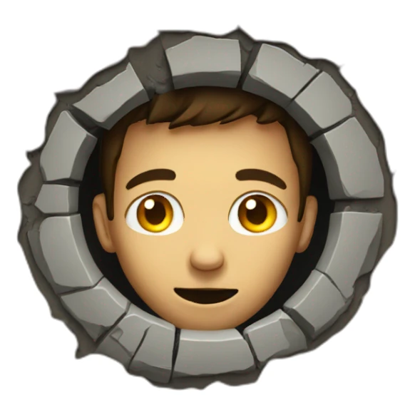 A man looks into a hole sticker