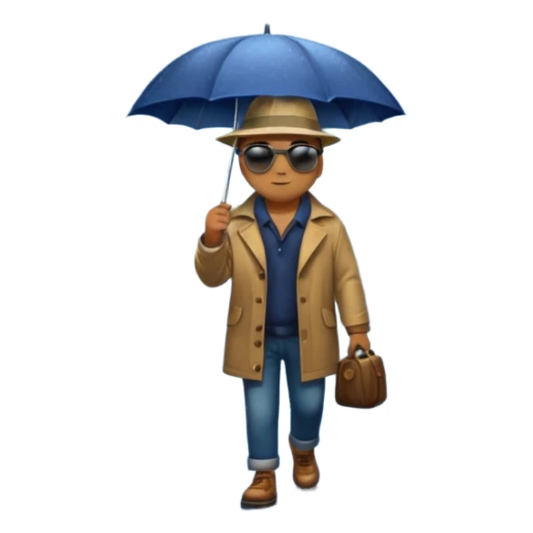 Man with umbrella , streetlight reflection, Midnight Wanderer. sticker