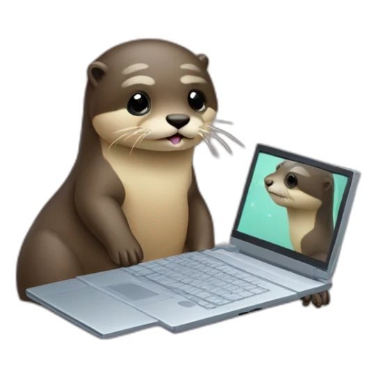 Loutre qui joue sur un pc sticker