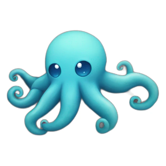 Cute blue kraken making heart sticker