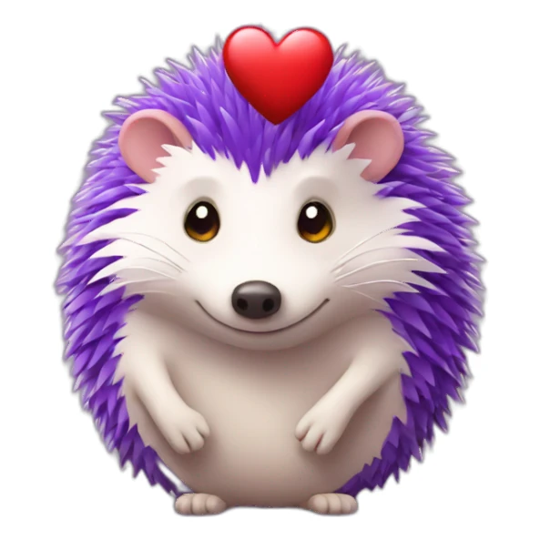 purple hedgehog with heart  sticker