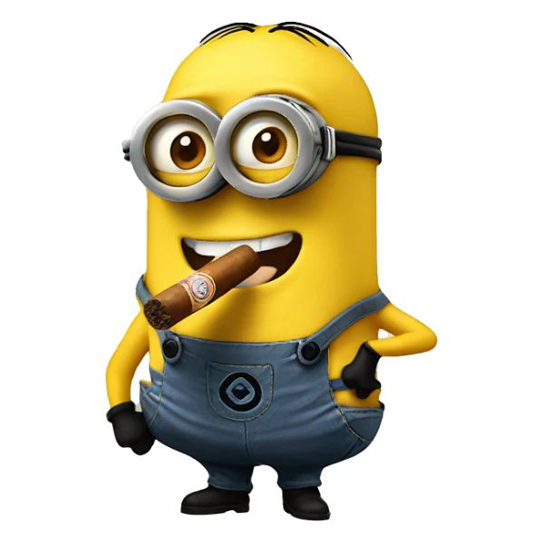 a minion with a lit cigar sticker