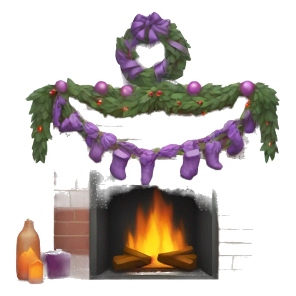 Fireplace with purple garland sticker