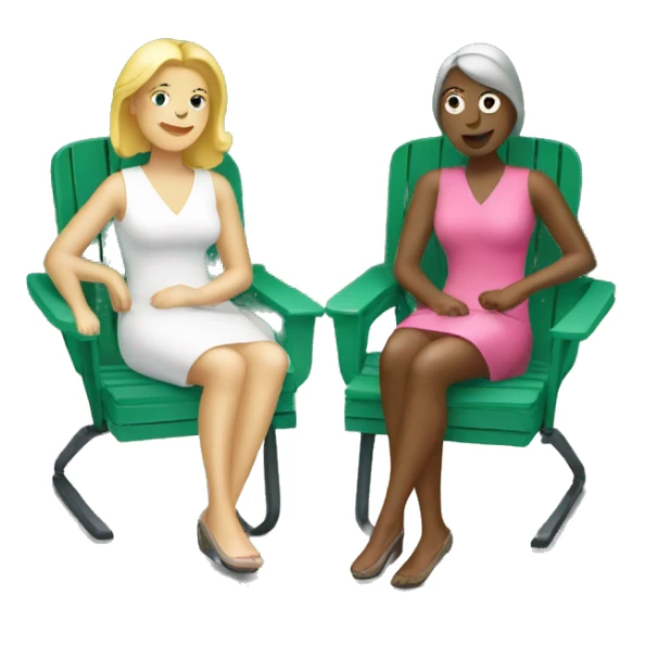 2 white women sitting on plastic lawn chairs sticker