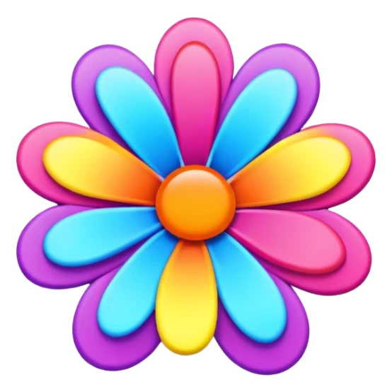 3D, Psychedelic colored flower power sign sticker