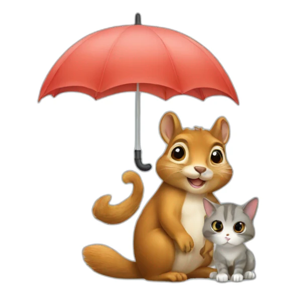 squirrel and cat under an umbrella sticker