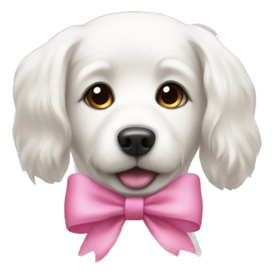 White dog with pink bow sticker