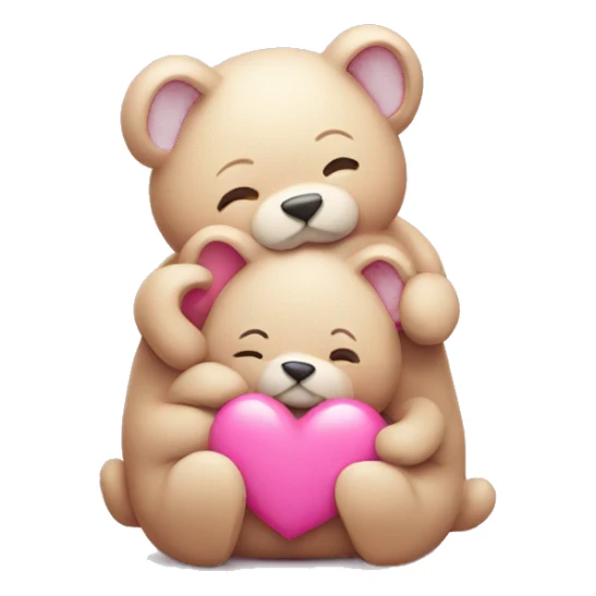 cute animals hugging with pink hearts sticker