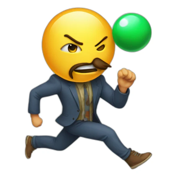man with beard kicking virus as ball sticker