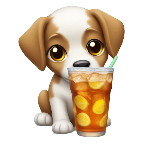 Puppy with an iced tea  sticker