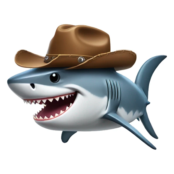 Shark with a cowboy hat  sticker