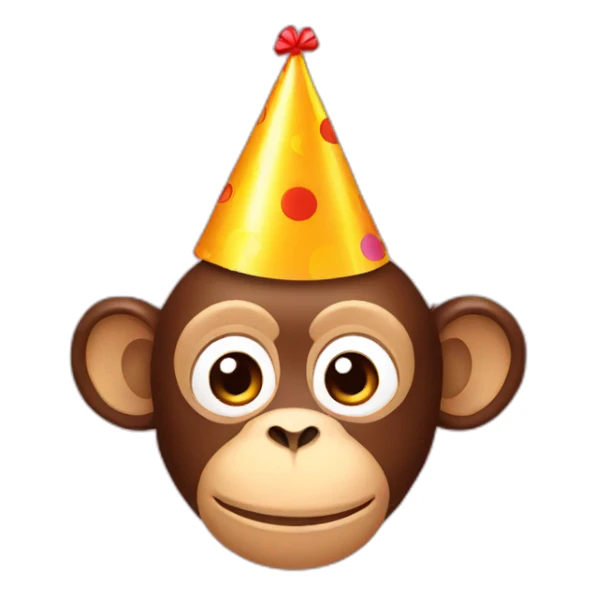 monkey head birthday hat sticker